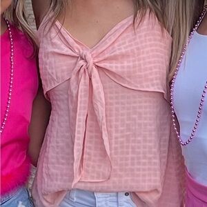 Elegant Pink Bow Tie Top